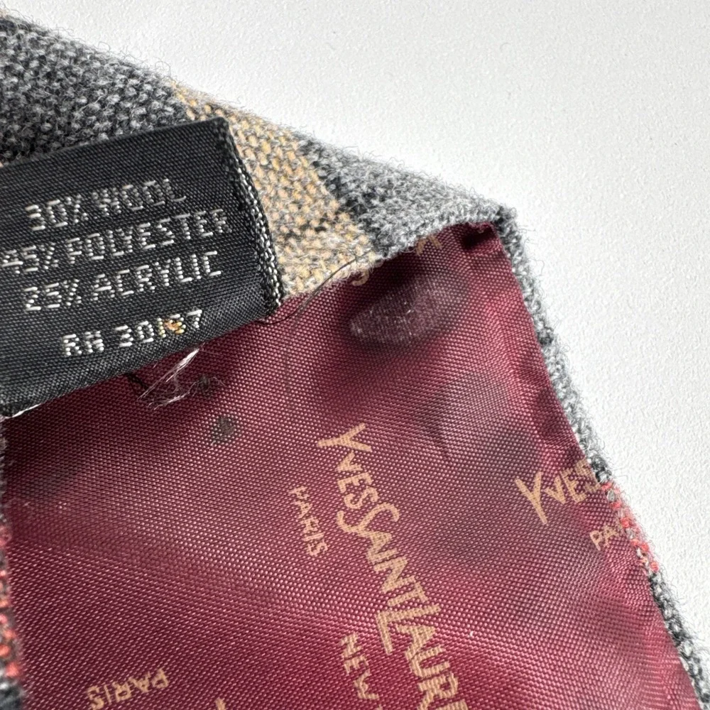 Lot of 2 Vtg Yves‎ Saint Laurent Heather Mist Plaid Wool Blend Ties Men 56